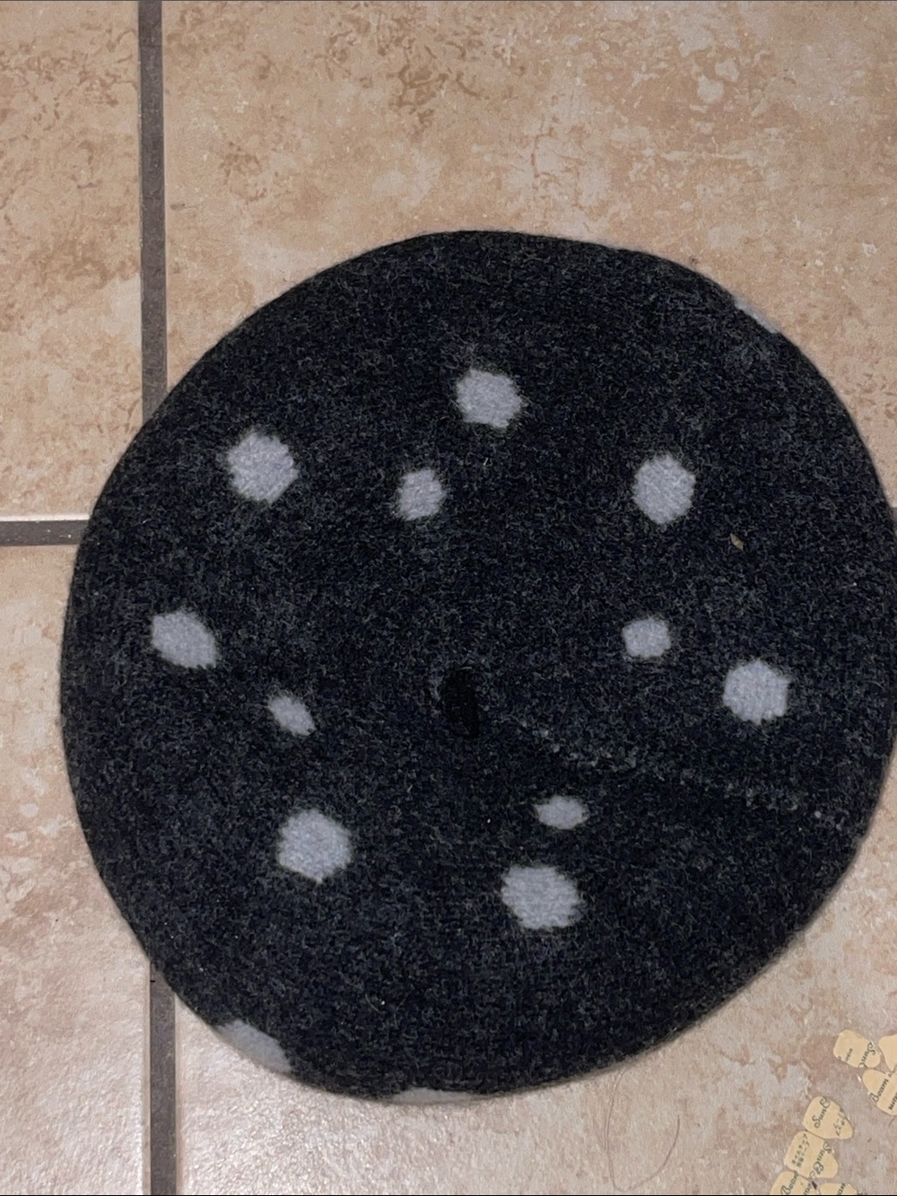 Brixton Charcoal Felt Beret with White Spot Pattern